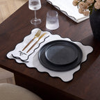 Dusklia - Scallop Edge Set of 4 Placemats - Off White/Black