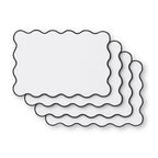 Dusklia - Scallop Edge Set of 4 Placemats - Off White/Black