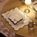 Dusklia - Scallop Edge Set of 4 Placemats - Off White/Black