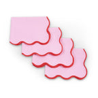 Dusklia - Scallop Edge Set of 4 Placemats - Pink/Red