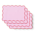 Dusklia - Scallop Edge Set of 4 Placemats - Pink/Red