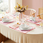 Dusklia - Scallop Edge Set of 4 Placemats - Pink/Red