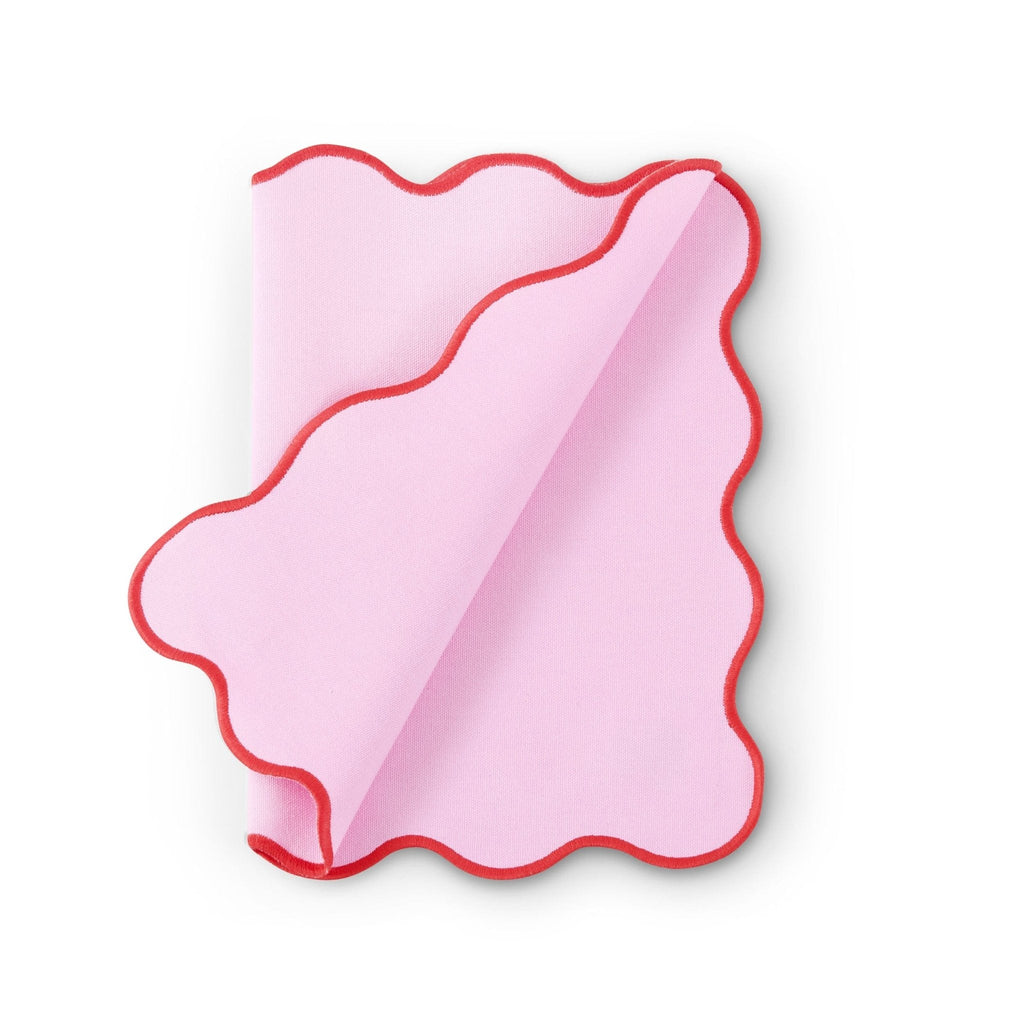 Dusklia - Scallop Edge Set of 4 Placemats - Pink/Red