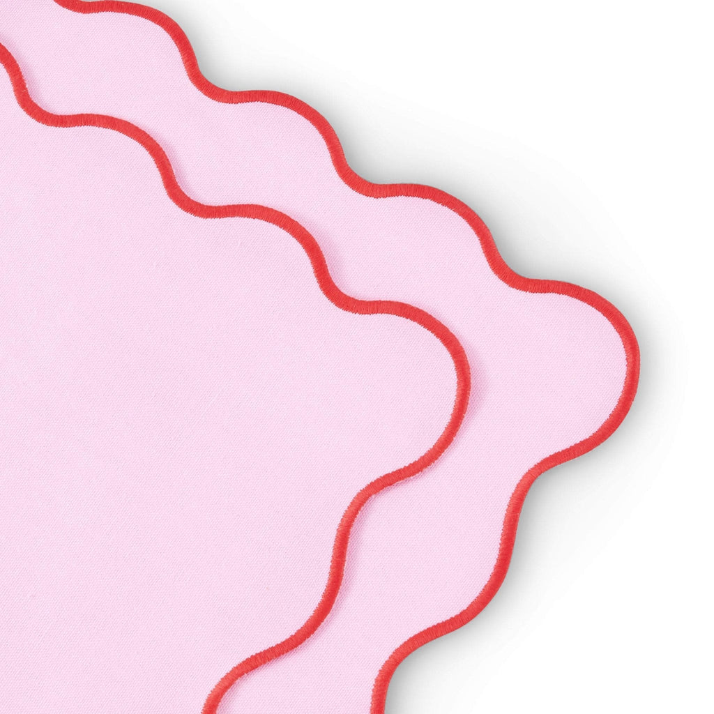 Dusklia - Scallop Edge Set of 4 Placemats - Pink/Red