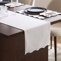 Dusklia - Scallop Edge Table Runner - Off White/Black