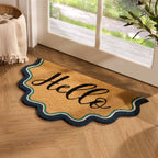 Dusklia - Scallop Hello Doormat - Natural/ Blue
