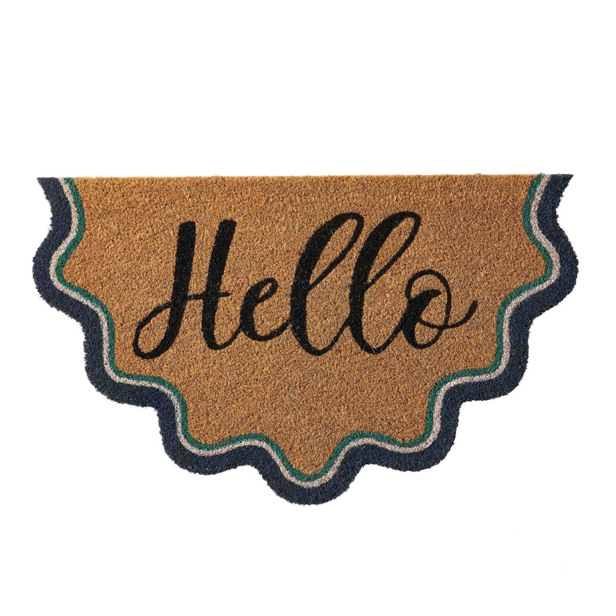 Dusklia - Scallop Hello Doormat - Natural/ Blue