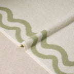 Dusklia - Scalloped Cotton Towels - Off-White/Olive