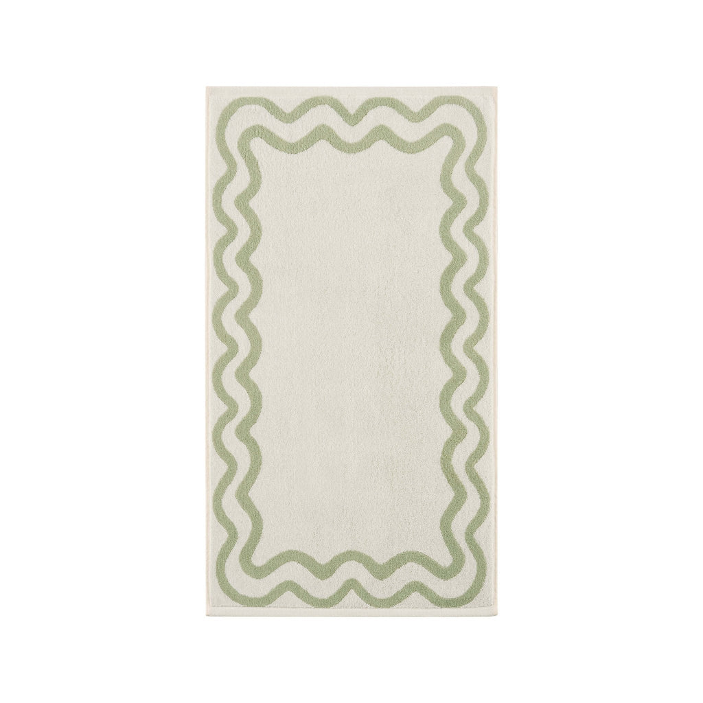 Dusklia - Scalloped Cotton Towels - Off-White/Olive
