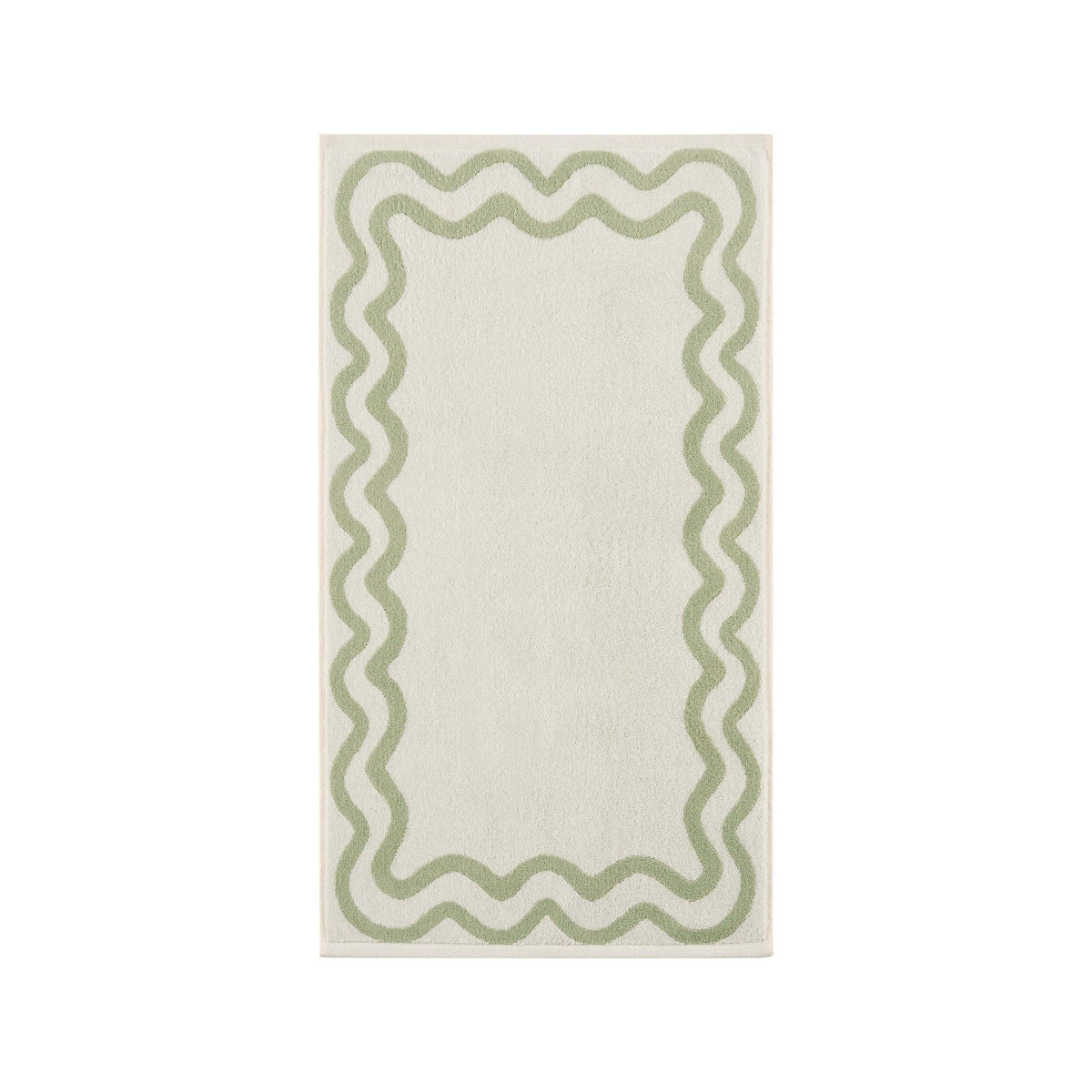 Dusklia - Scalloped Cotton Towels - Off-White/Olive