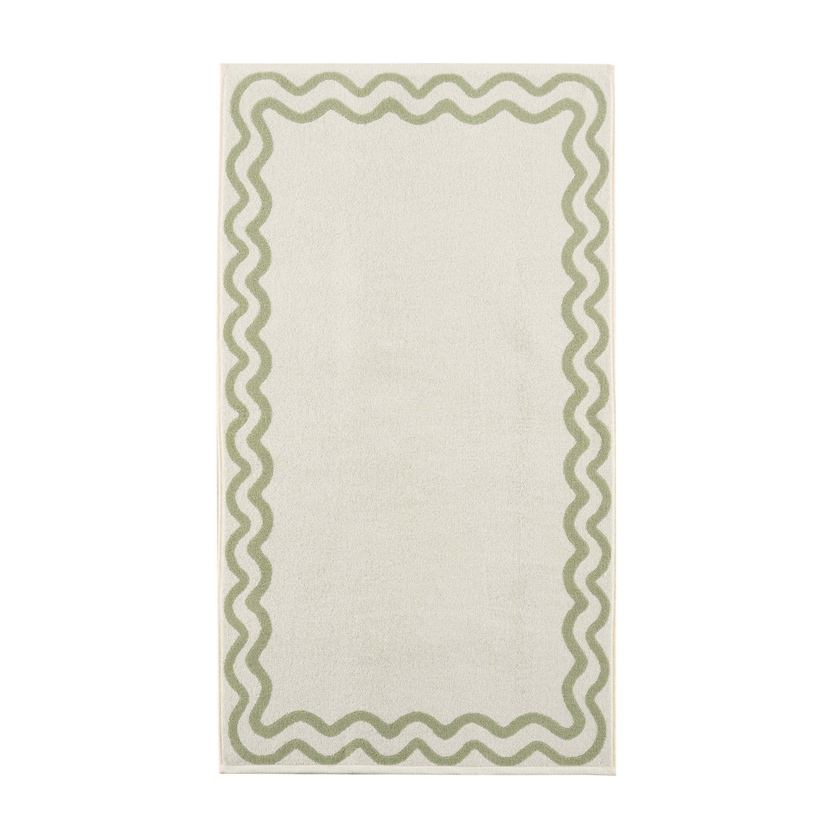 Dusklia - Scalloped Cotton Towels - Off-White/Olive