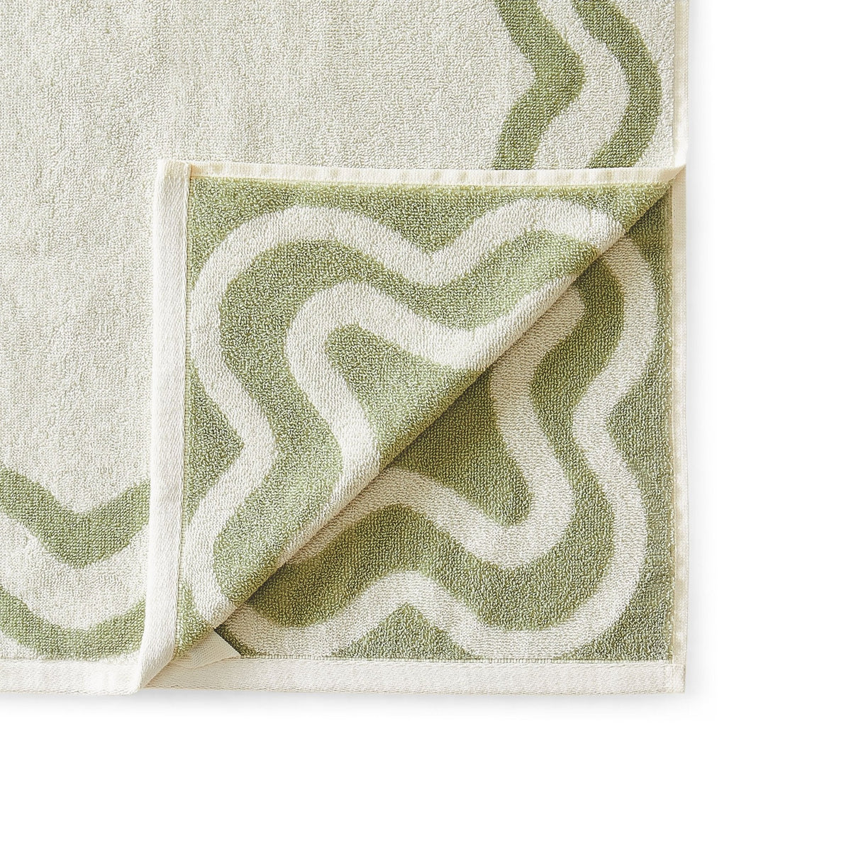 Dusklia - Scalloped Cotton Towels - Off-White/Olive