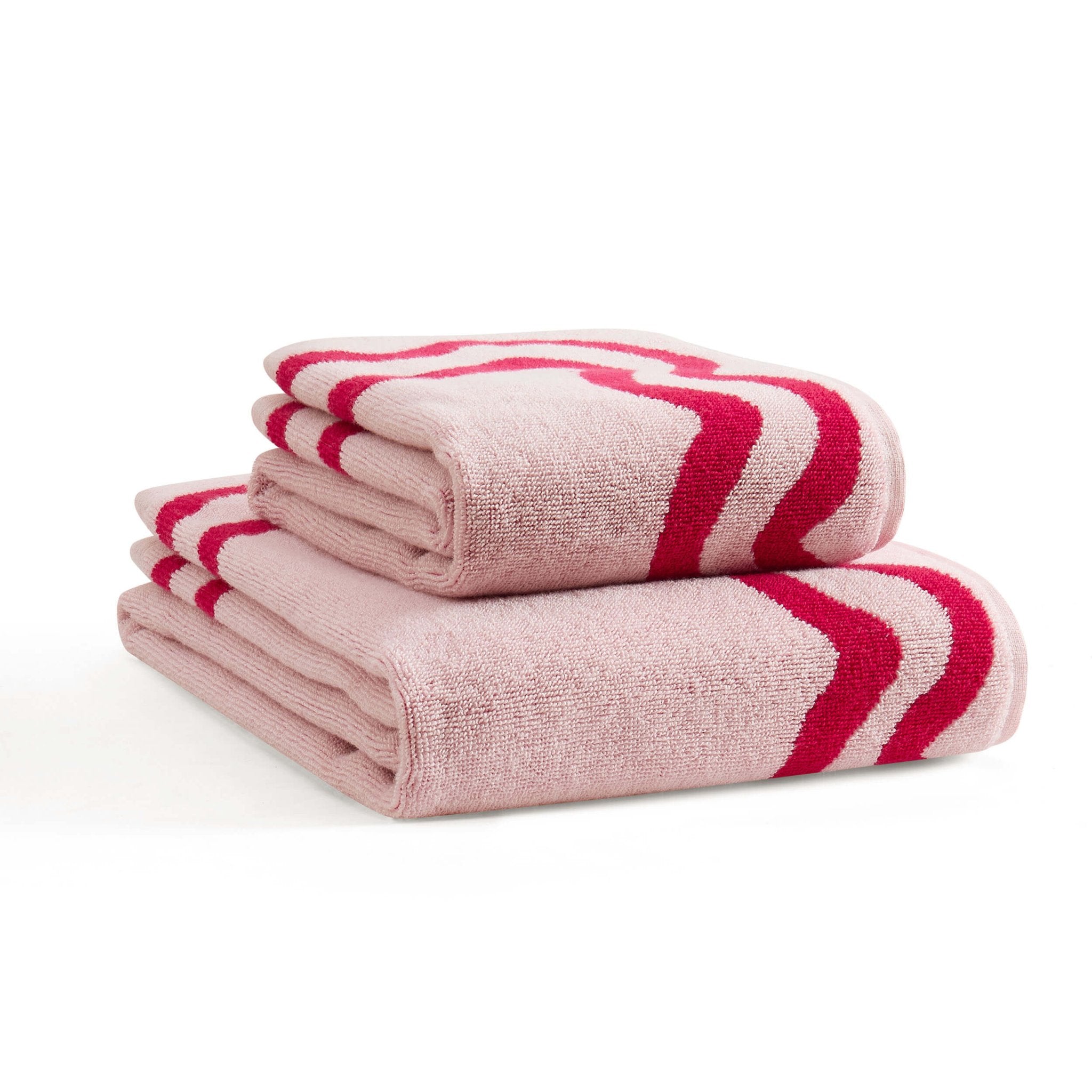 Dusklia - Scalloped Cotton Towels - Pink/Red