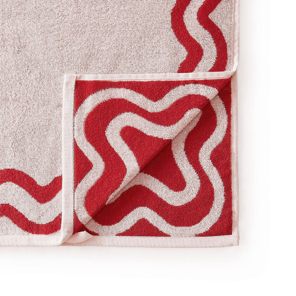 Dusklia - Scalloped Cotton Towels - Pink/Red