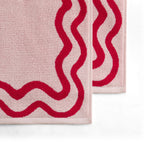 Dusklia - Scalloped Cotton Towels - Pink/Red