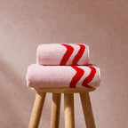 Dusklia - Scalloped Cotton Towels - Pink/Red