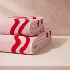 Dusklia - Scalloped Cotton Towels - Pink/Red