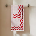 Dusklia - Scalloped Cotton Towels - Pink/Red