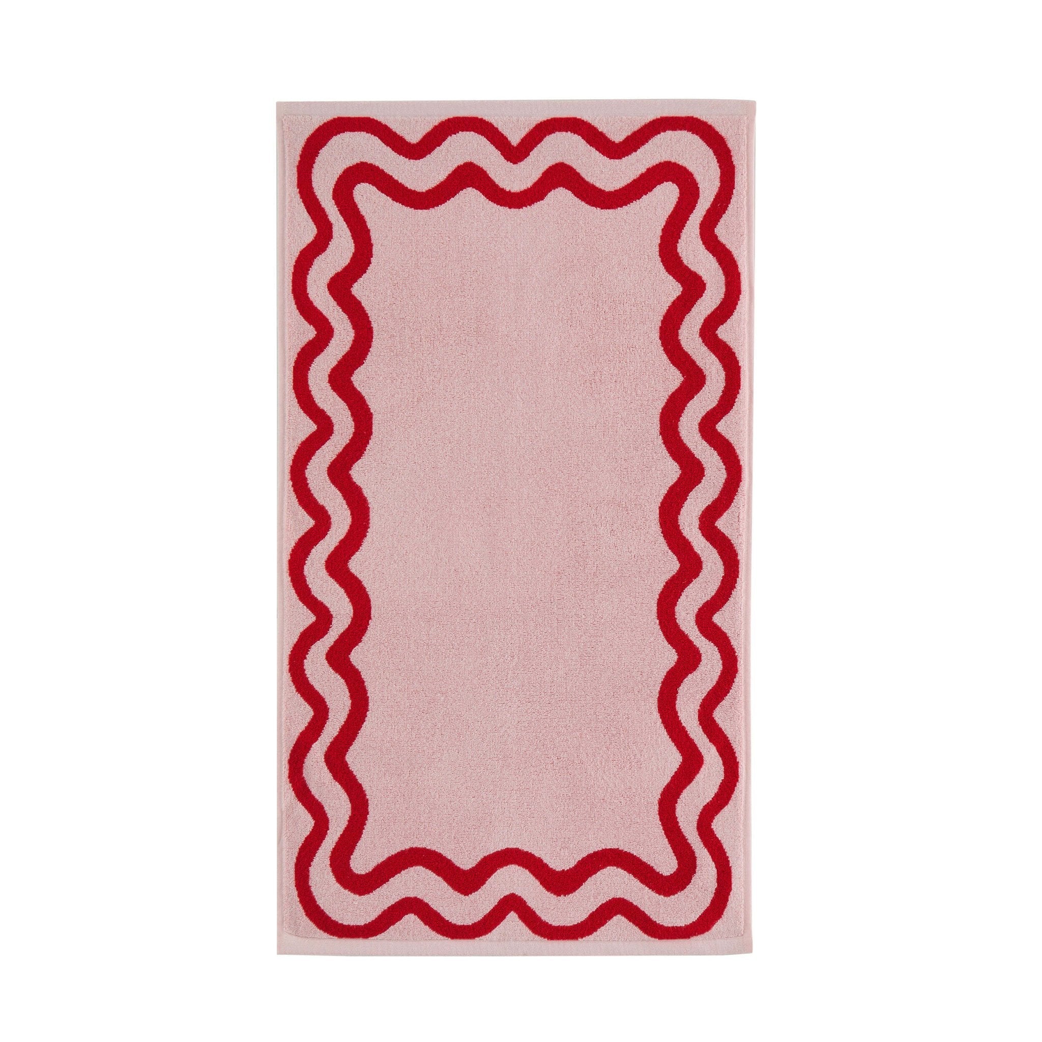 Dusklia - Scalloped Cotton Towels - Pink/Red