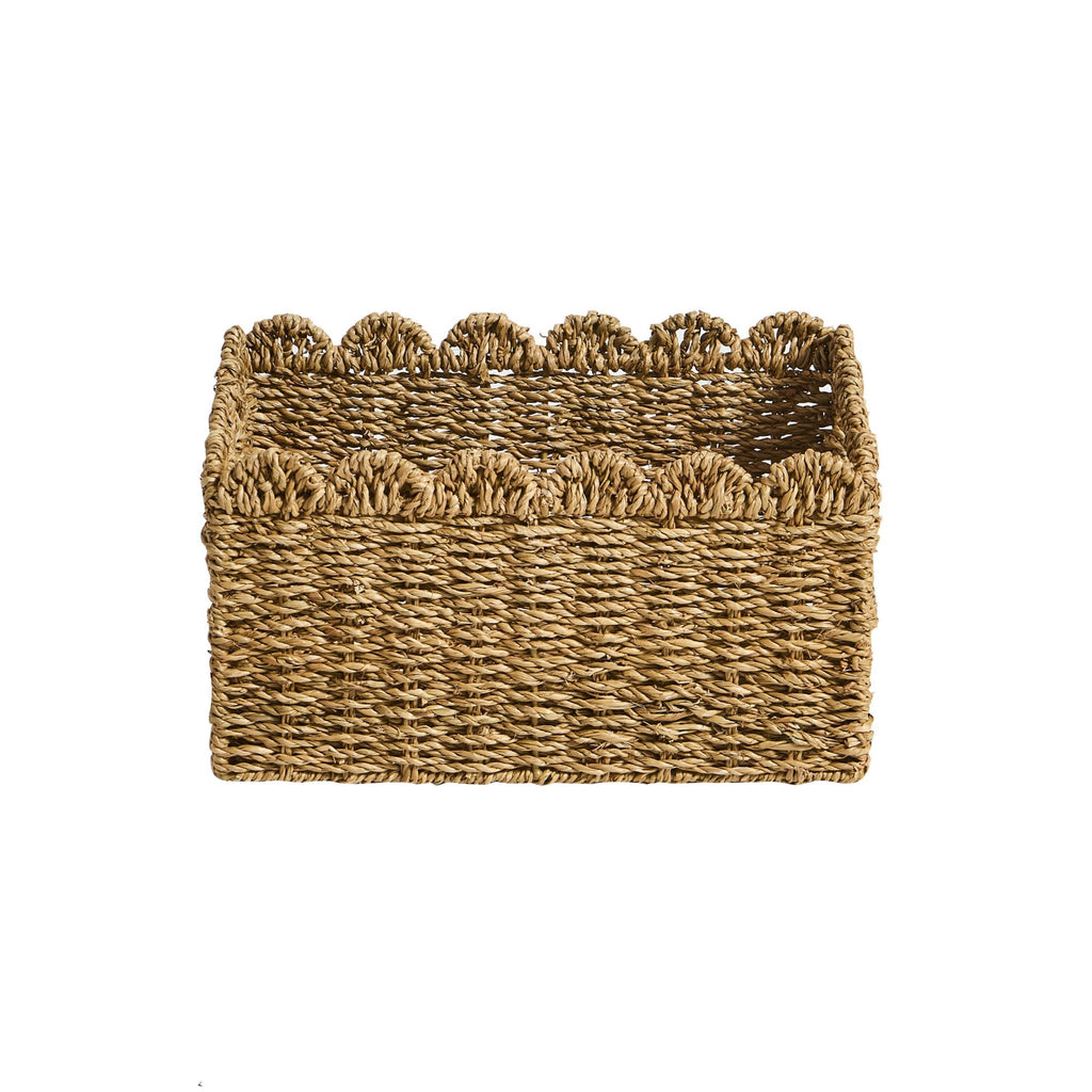 Dusklia - Scalloped Set of 2 Seagrass Baskets - Natural