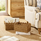 Dusklia - Scalloped Set of 2 Seagrass Baskets - Natural