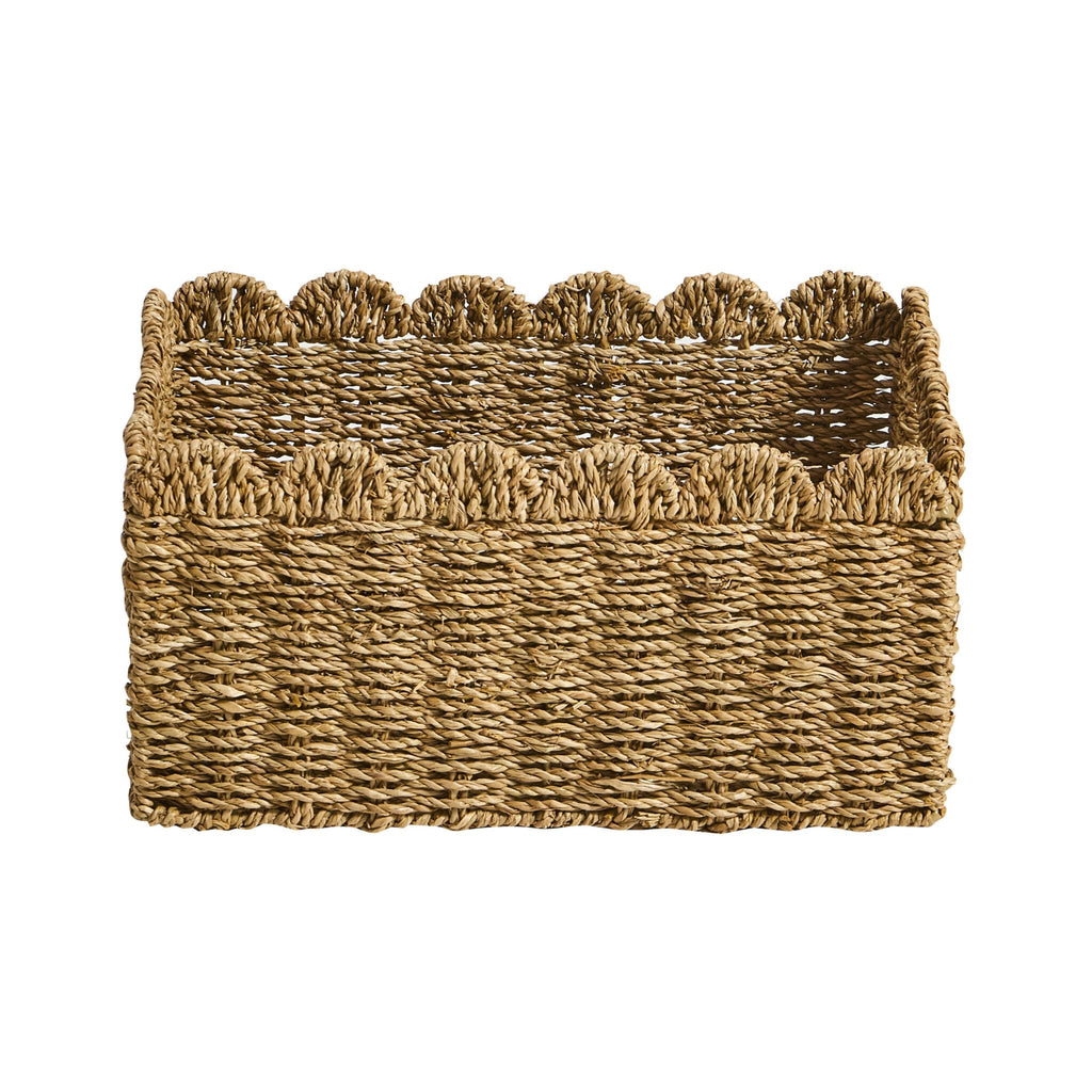 Dusklia - Scalloped Set of 2 Seagrass Baskets - Natural