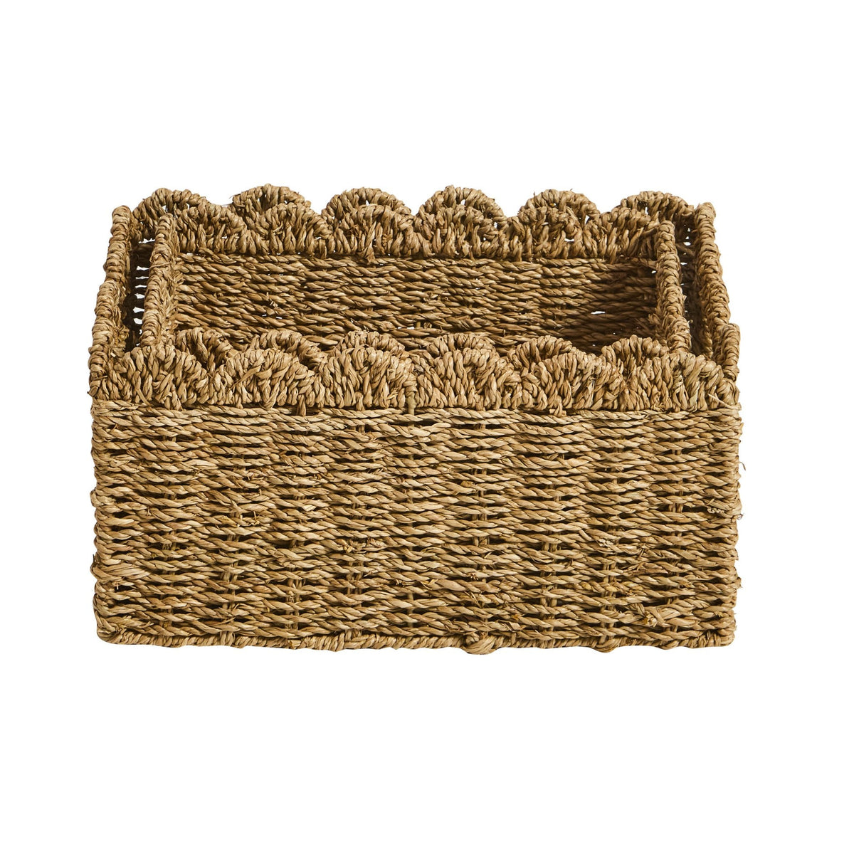 Dusklia - Scalloped Set of 2 Seagrass Baskets - Natural
