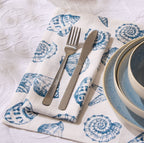 Dusklia - Shell Print Set of 4 Napkins - Natural/ Blue