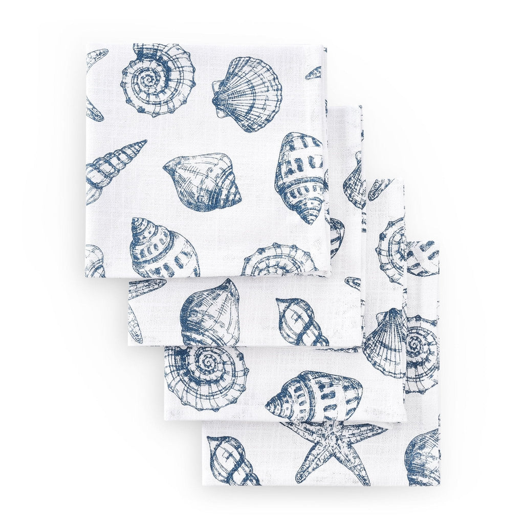 Dusklia - Shell Print Set of 4 Napkins - Natural/ Blue