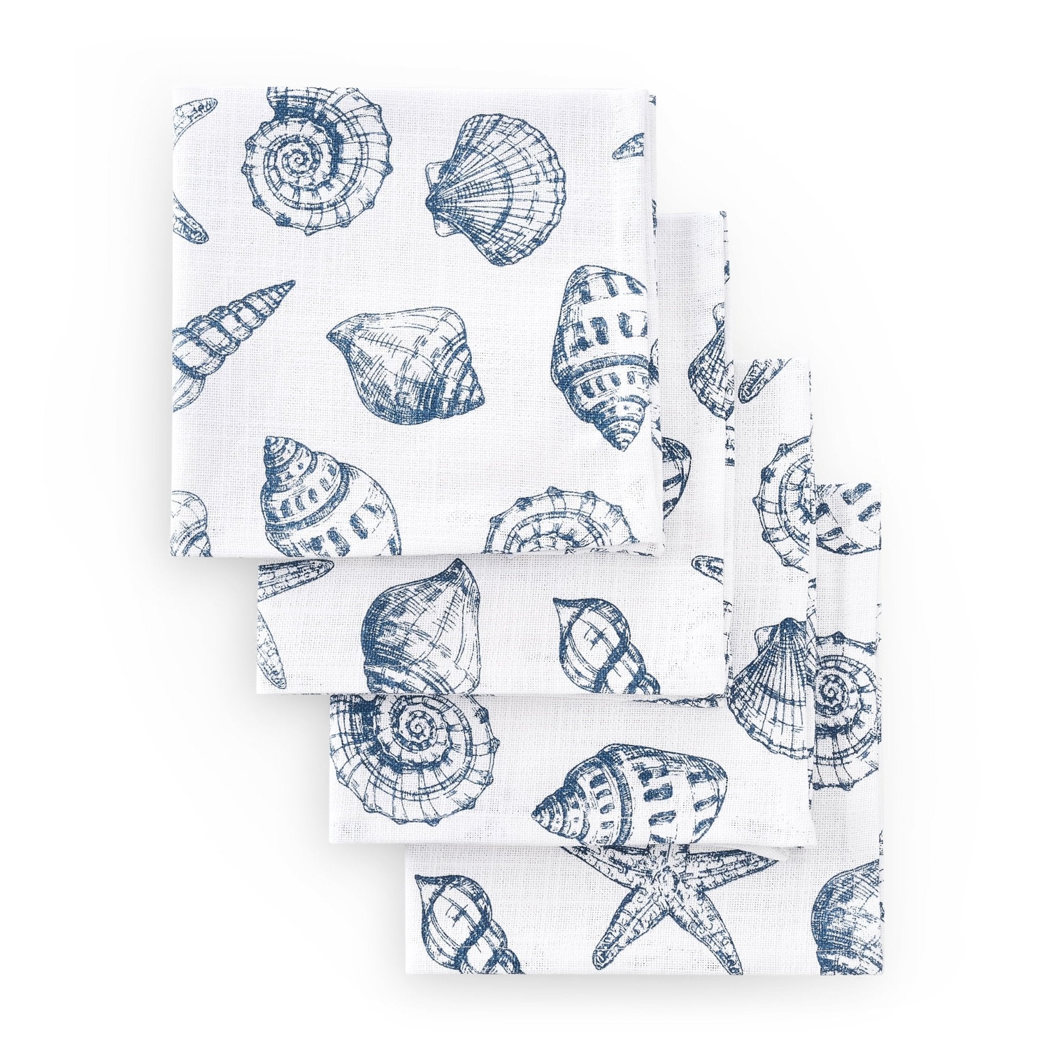 Dusklia - Shell Print Set of 4 Napkins - Natural/ Blue