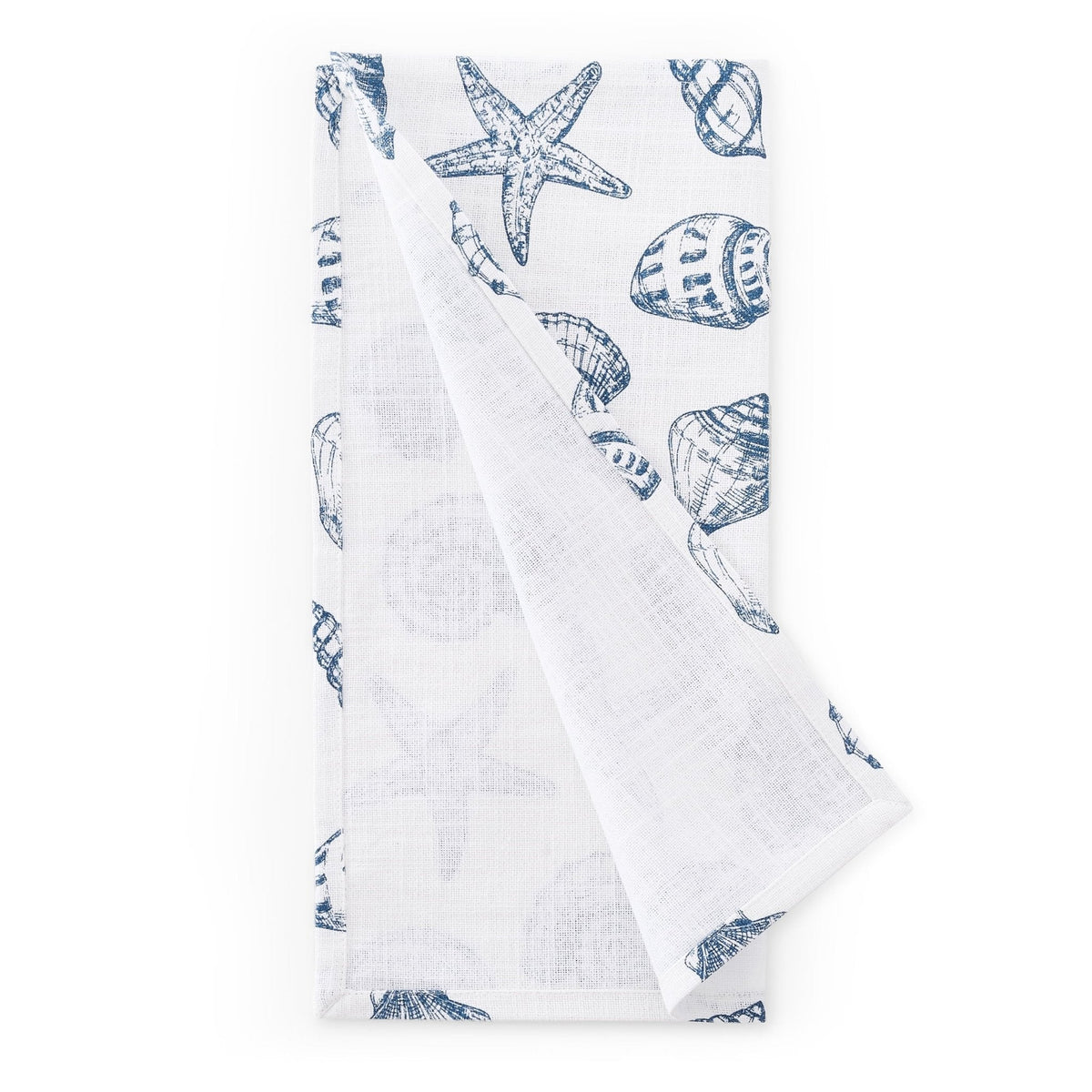 Dusklia - Shell Print Set of 4 Napkins - Natural/ Blue