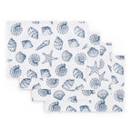 Dusklia - Shell Print Set of 4 Placemats - Natural/ Blue