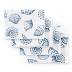 Dusklia - Shell Print Set of 4 Placemats - Natural/ Blue