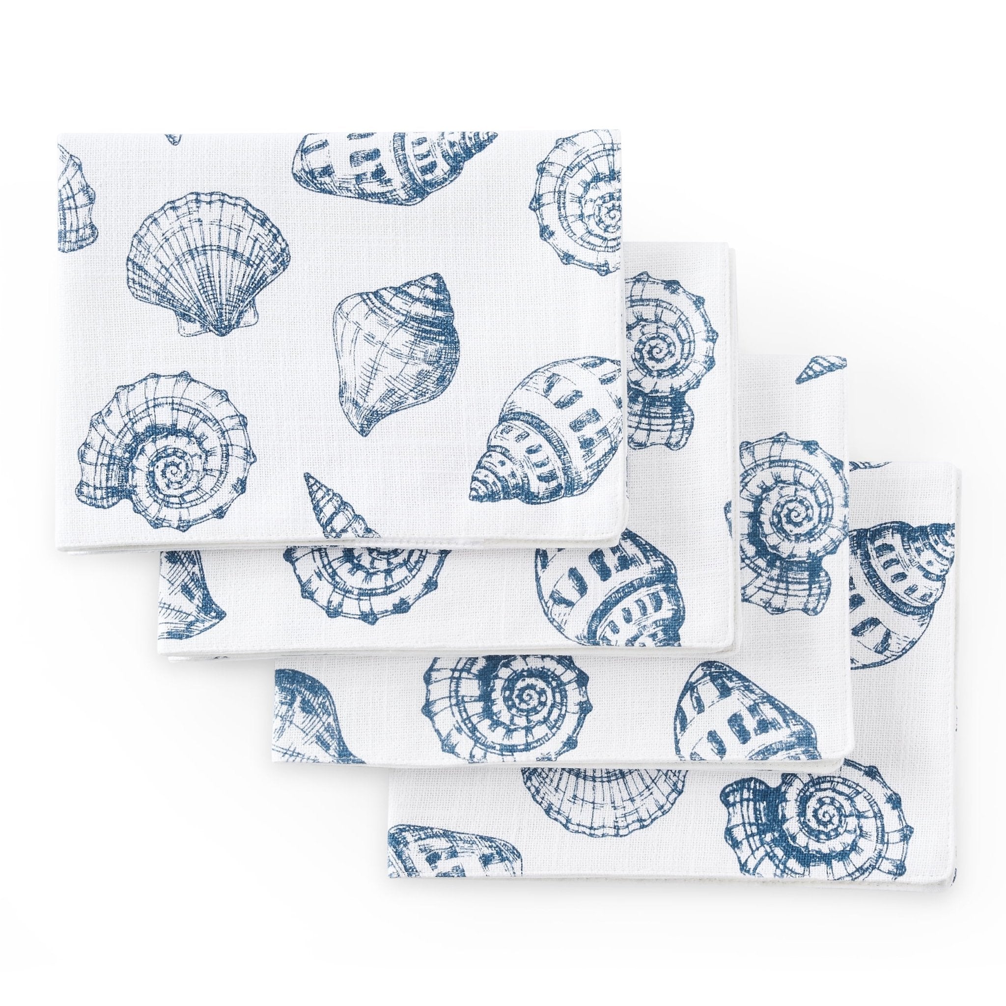 Dusklia - Shell Print Set of 4 Placemats - Natural/ Blue