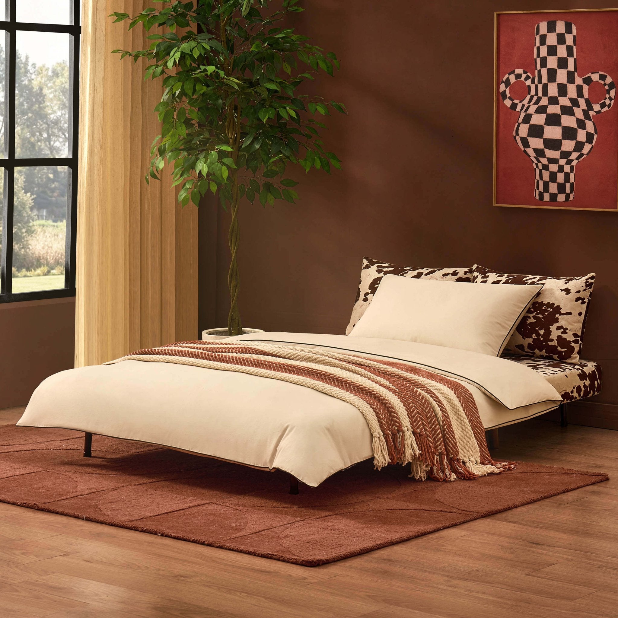 Dusklia - Seattle Double Click Clack Sofa Bed - Brown Cow Print