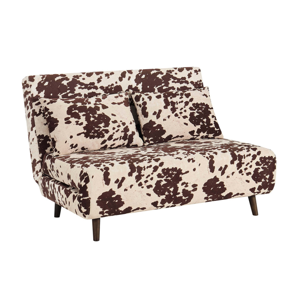 Dusklia - Seattle Double Click Clack Sofa Bed - Brown Cow Print