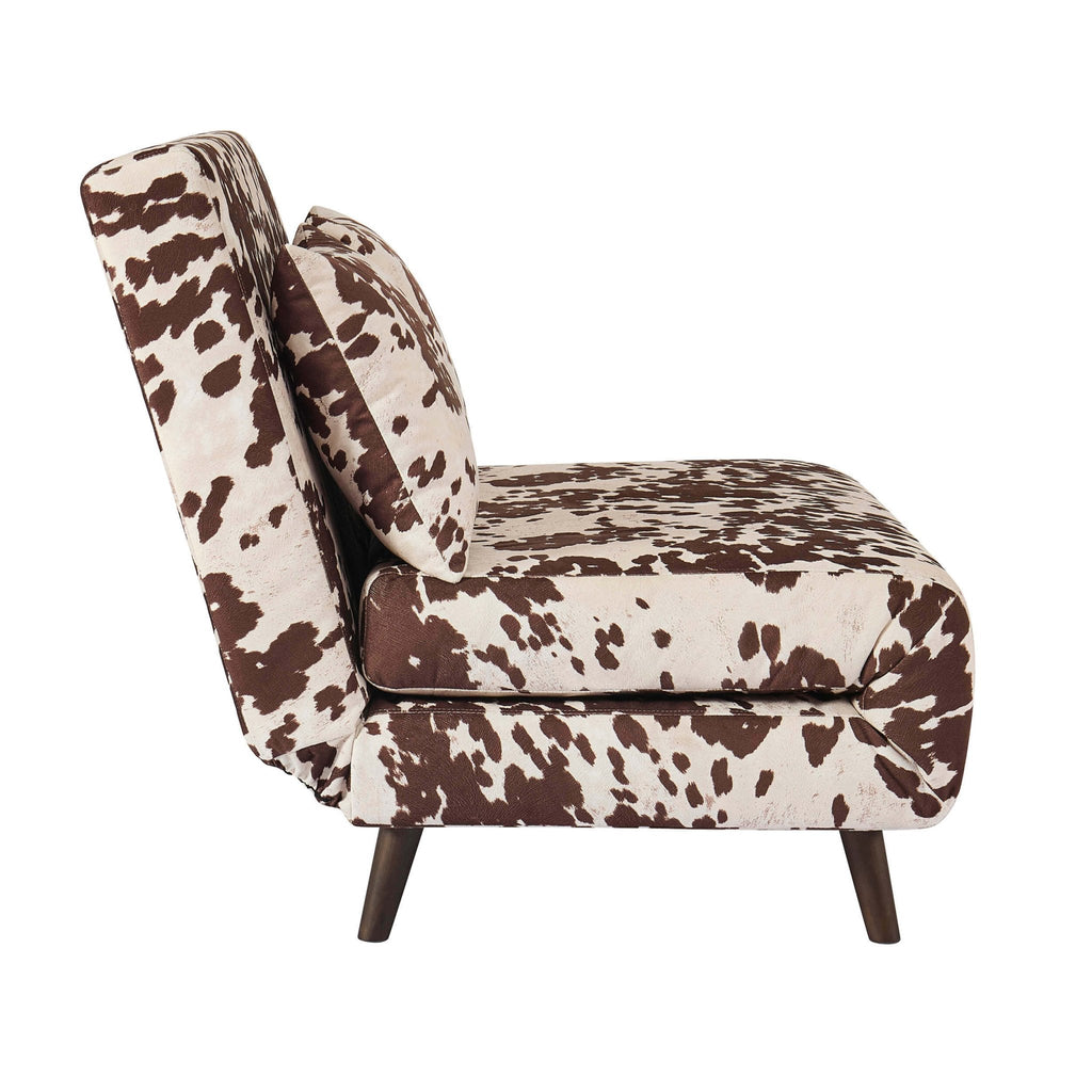 Dusklia - Seattle Double Click Clack Sofa Bed - Brown Cow Print