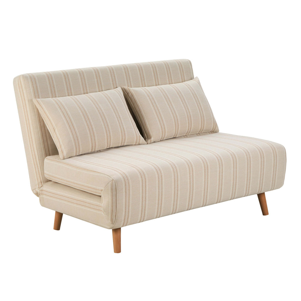 Dusklia - Seattle Double Click Clack Sofa Bed - Natural Stitched Stripe