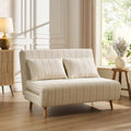 Dusklia - Seattle Double Click Clack Sofa Bed - Natural Stitched Stripe