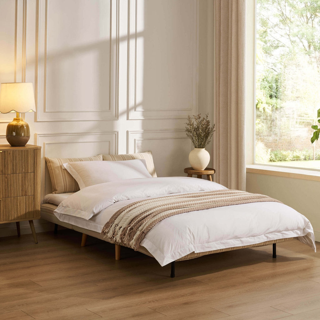 Dusklia - Seattle Double Click Clack Sofa Bed - Natural Stitched Stripe