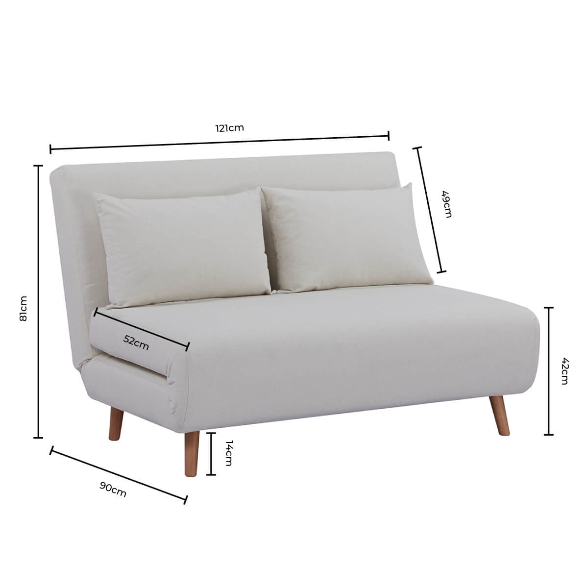 Dusklia - Seattle Double Click Clack Sofa Bed - Cream Linen