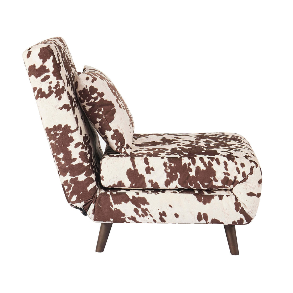 Dusklia - Seattle Single Click Clack Sofa Bed - Brown Cow Print