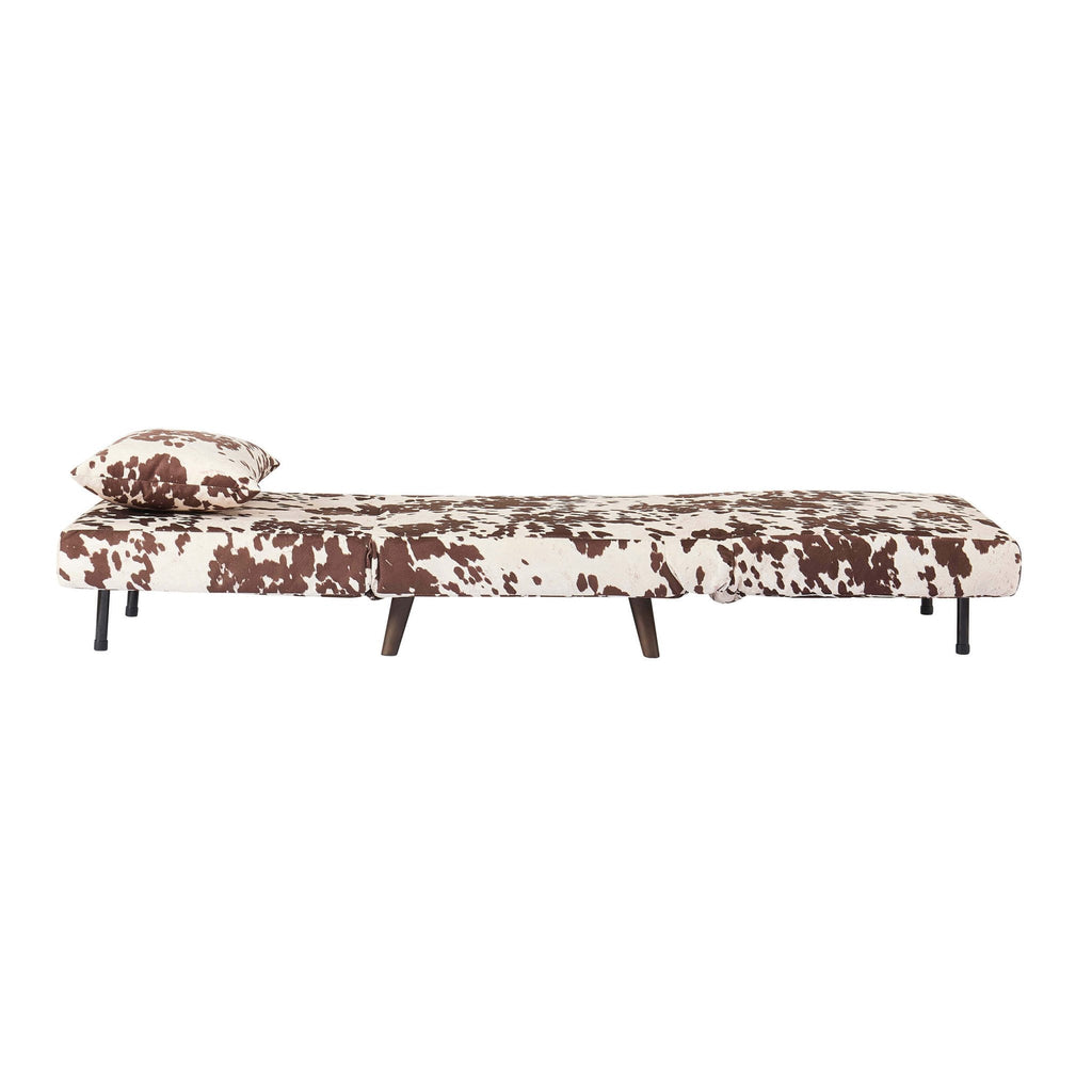 Dusklia - Seattle Single Click Clack Sofa Bed - Brown Cow Print