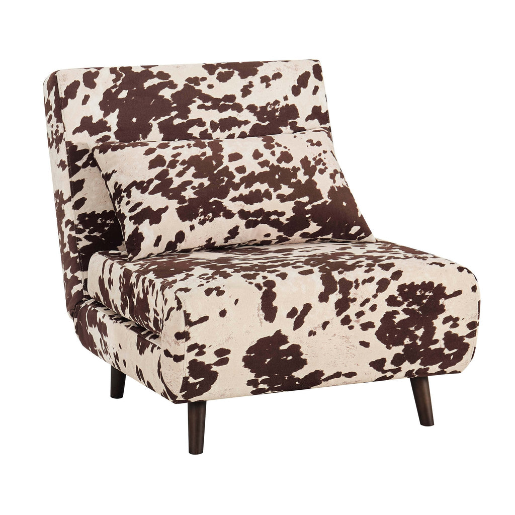 Dusklia - Seattle Single Click Clack Sofa Bed - Brown Cow Print