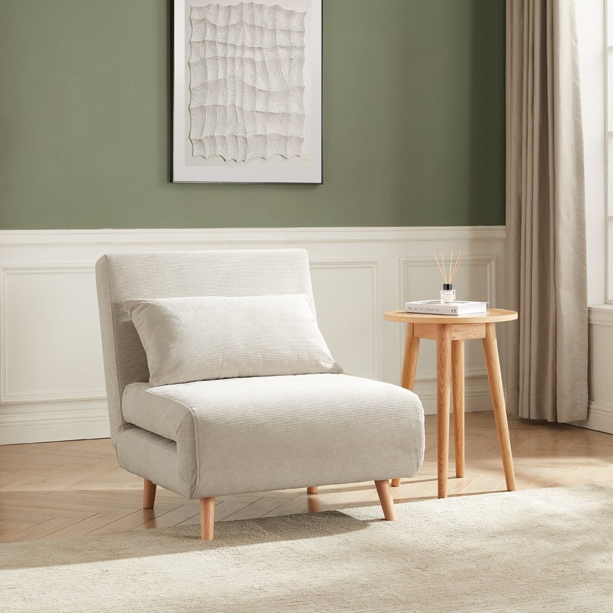 Dusklia - Seattle Single Click Clack Sofa Bed - Corduroy - Pebble
