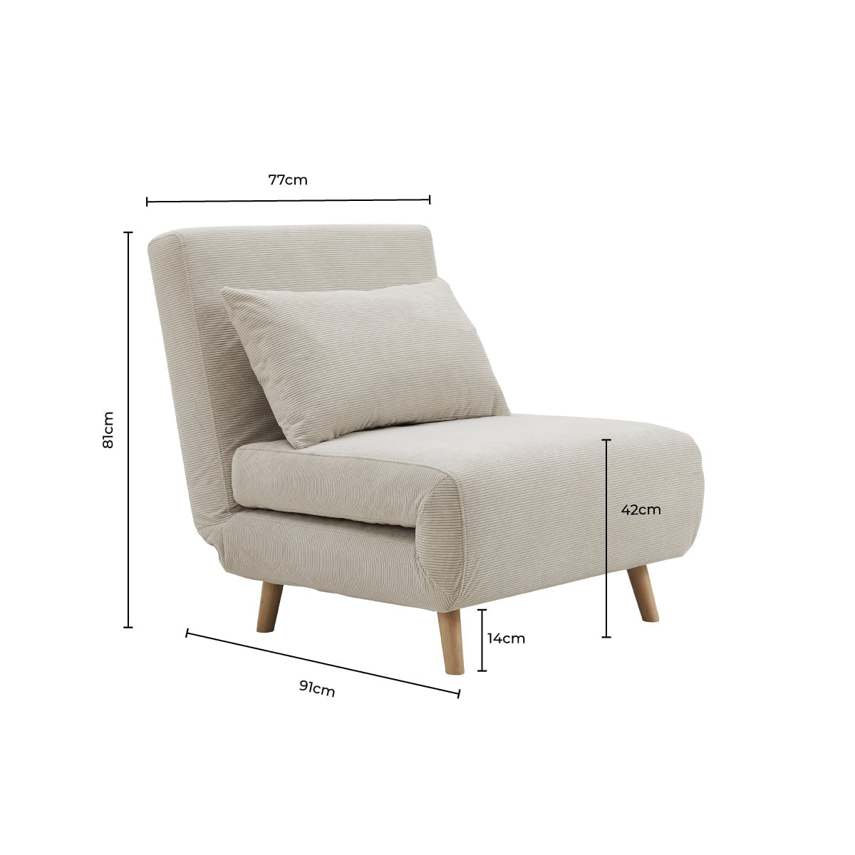 Dusklia - Seattle Single Click Clack Sofa Bed - Sand Stripe