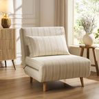 Dusklia - Seattle Single Click Clack Sofa Bed - Natural Stitched Stripe
