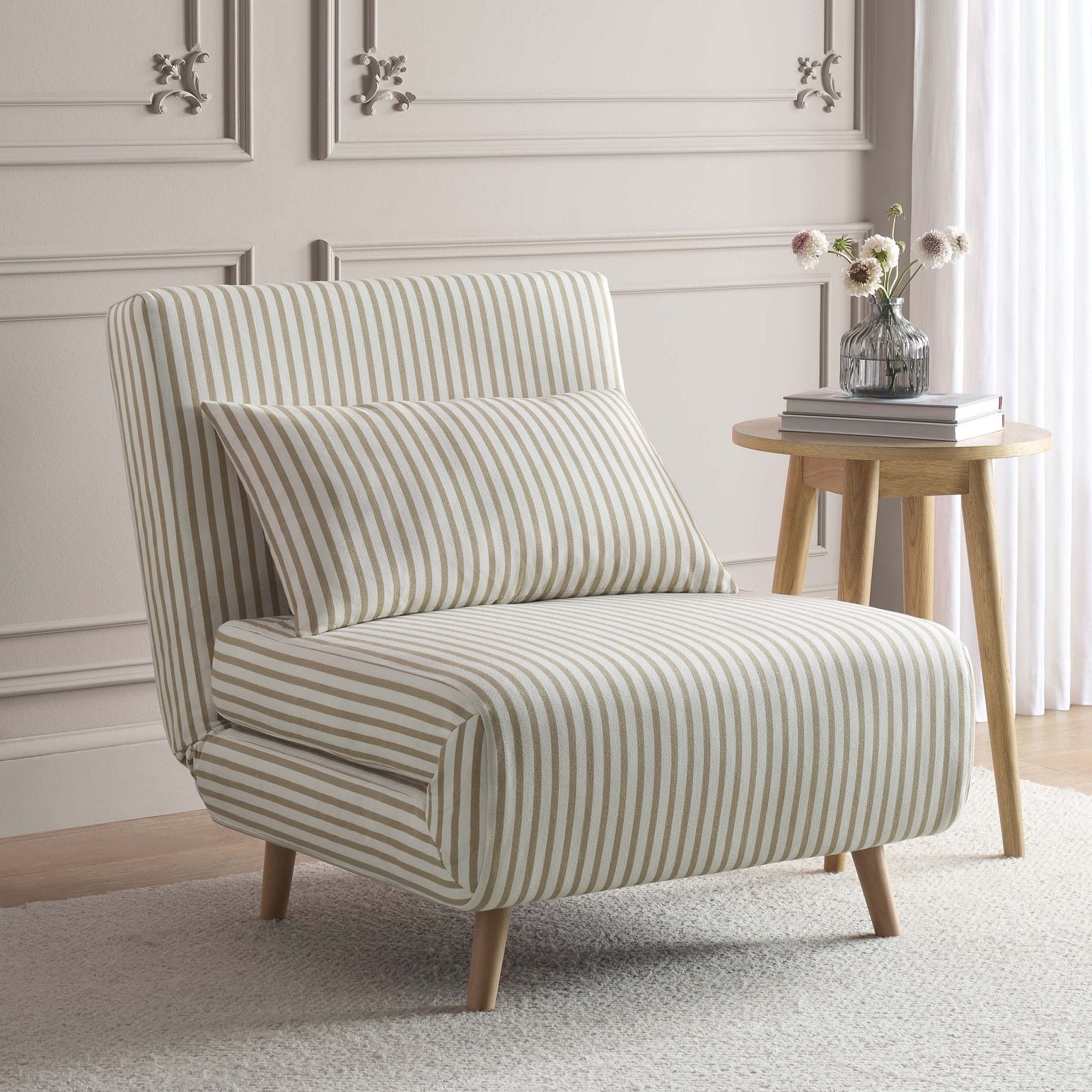 Dusklia - Seattle Single Click Clack Sofa Bed - Sand Stripe