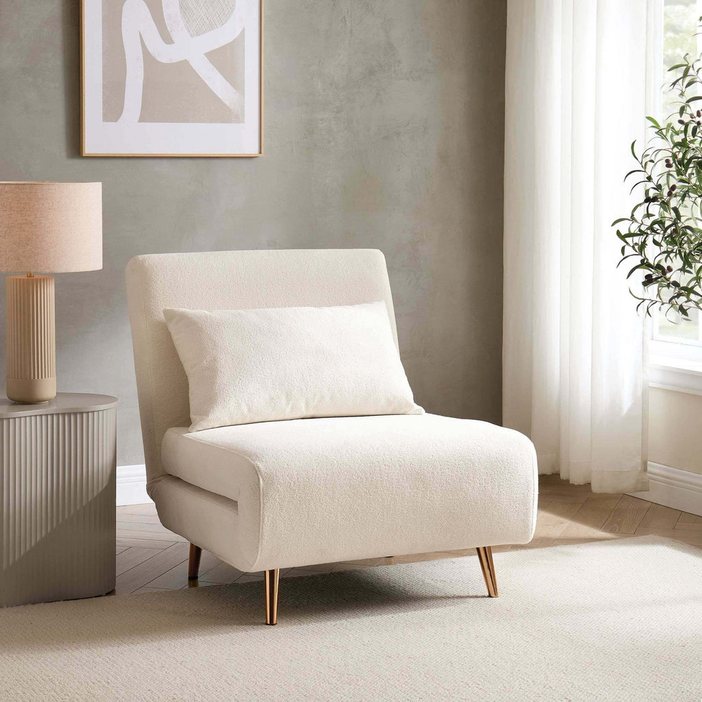 Dusklia - Seattle Single Click Clack Sofa Bed - Teddy Cream