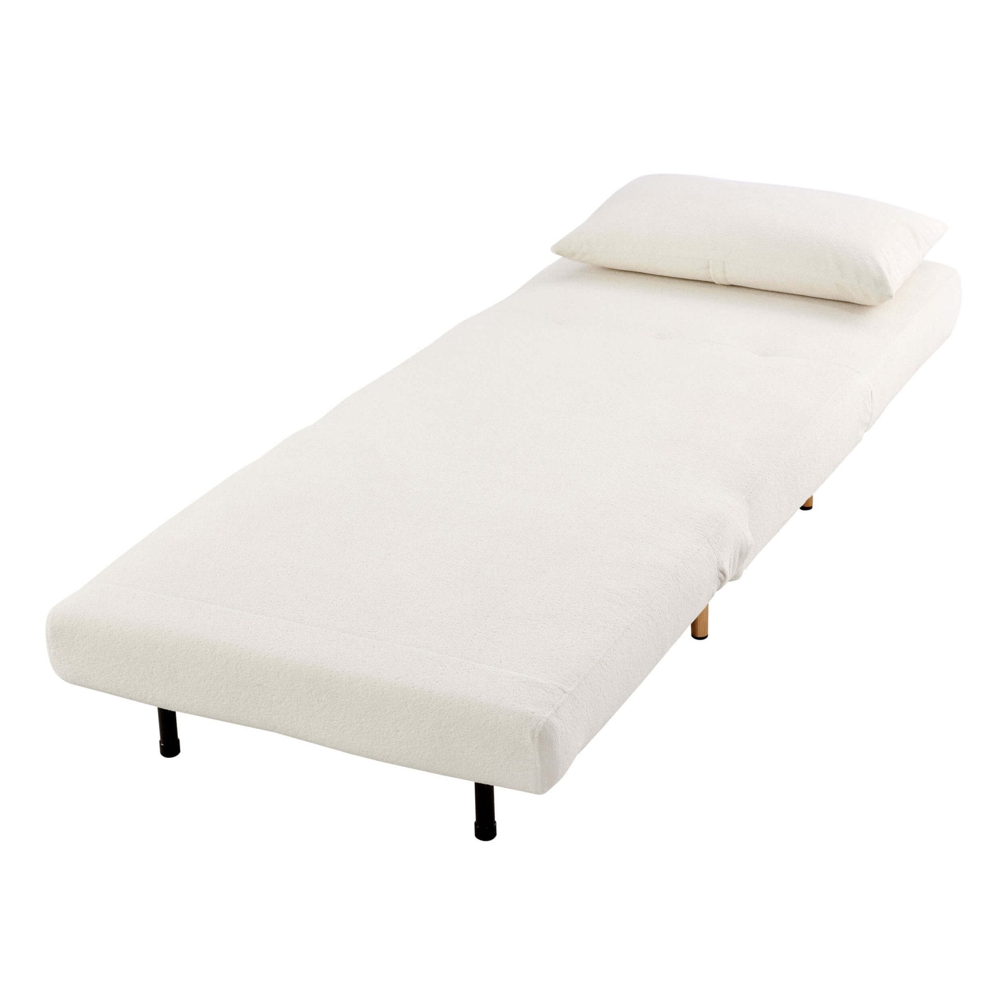 Dusklia - Seattle Single Click Clack Sofa Bed - Teddy Cream